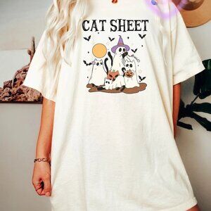 Cat Halloween Ghost Cat Halloween, Halloween Cat Shirt, Fall Tee